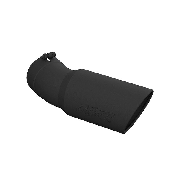 MBRP T5154BLK  UNIVERSAL BLACK COATED TIP 6IN OD ANGLED ROLLED END  5IN  INLET 15.5IN LENGTH   30° BEND