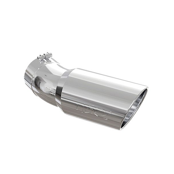 MBRP T5154  UNIVERSAL T304 STAINLESS STEEL TIP 6IN OD ANGLED ROLLED END 5IN INLET 15.5IN LENGTH   30° BEND