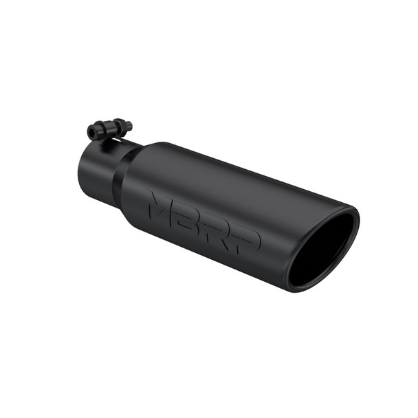 MBRP T5113BLK  UNIVERSAL BLACK COATED TIP 3.5IN OD ANGLED ROLLED END 2.5IN INLET 12IN LENGTH