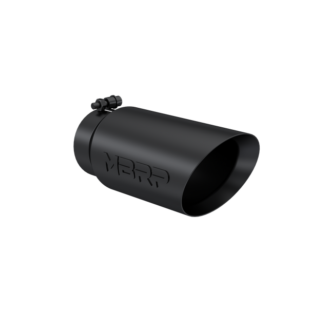 MBRP T5053BLK  UNIVERSAL BLACK COATED TIP 5IN OD DUAL WALL ANGLED 4IN INLET 12IN LENGTH