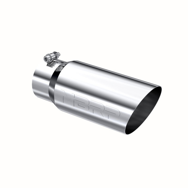 MBRP T5052  UNIVERSAL T304 STAINLESS STEEL TIP 5IN OD ANGLED SINGLE WALLED 4IN INLET 12IN LENGTH