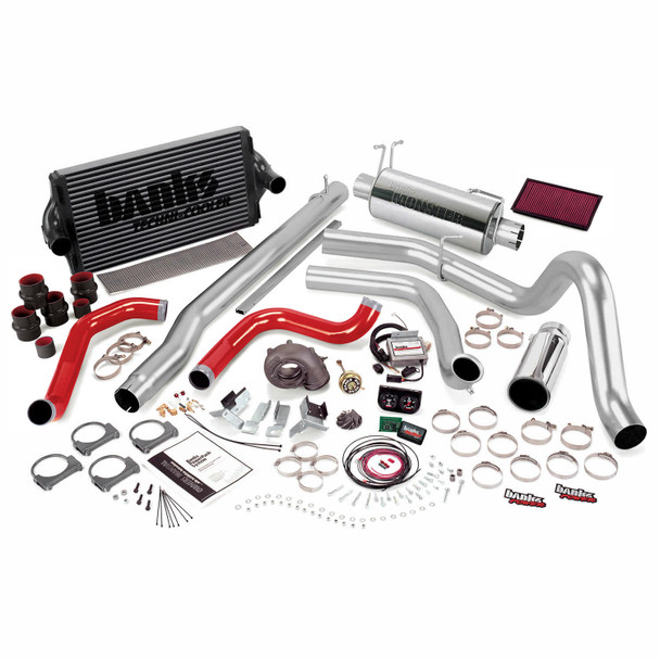 BANKS 47556-B POWERPACK BUNDLE COMPLETE POWER SYSTEM W/SINGLE EXIT EXHAUST-BLACK TIP (AUTOMATIC TRANSMISSION) 1999.5-2003 FORD POWERSTROKE 7.3L