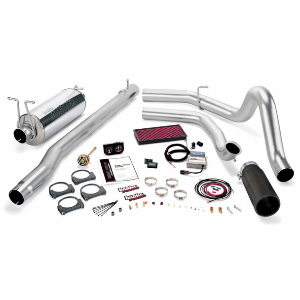 BANKS 47518-B STINGER BUNDLE POWER SYSTEM W/SINGLE EXIT EXHAUST-BLACK TIP (MANUAL TRANSMISSION) 1999 FORD POWERSTROKE 7.3L