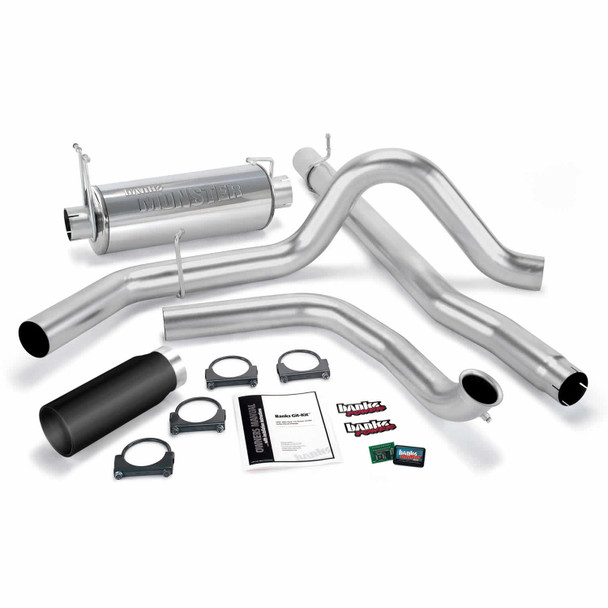 BANKS 47512-B GIT-KIT BUNDLE POWER SYSTEM W/SINGLE EXIT EXHAUST WITHOUT CATALYTIC CONVERTER-BLACK TIP 1999-2003 FORD POWERSTROKE 7.3L