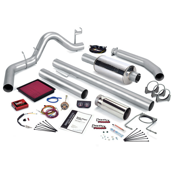 BANKS 49366 STINGER BUNDLE POWER SYSTEM W/SINGLE EXIT EXHAUST-CHROME TIP (EXTENDED CAB) 1999-2000 CUMMINS 5.9L 24V