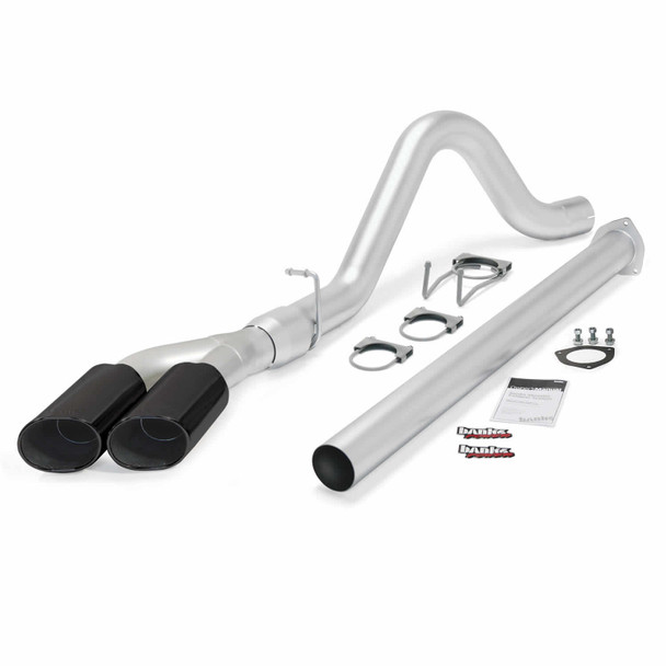 BANKS 49793-B MONSTER EXHAUST SYSTEM 4IN SINGLE EXIT DUAL BLACK OB ROUND TIPS 2015 FORD POWERSTROKE 6.7L