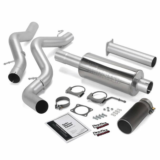 BANKS 48940-B MONSTER EXHAUST SYSTEM 4IN SINGLE EXIT-BLACK ROUND TIP -ECLB 2006-2007 GM DURAMAX 6.6L LBZ