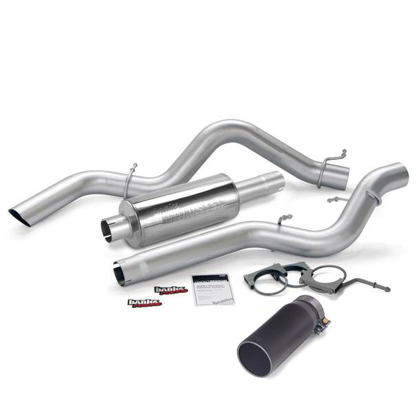 BANKS 48939-B MONSTER EXHAUST SYSTEM 4IN SINGLE EXIT-BLACK ROUND TIP -CCSB 2006-2007 GM DURAMAX 6.6L LBZ