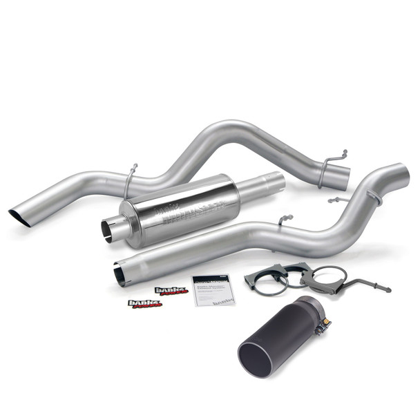BANKS 48938-B MONSTER EXHAUST SYSTEM 4IN SINGLE EXIT-BLACK ROUND TIP -ECSB 2006-2007 GM DURAMAX 6.6L LBZ