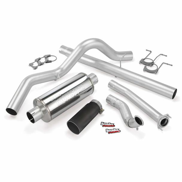 BANKS 46298-B MONSTER EXHAUST SYSTEM 4IN SINGLE EXIT BLACK TIP -ECLB 1994-1997 FORD POWERSTROKE 7.3L