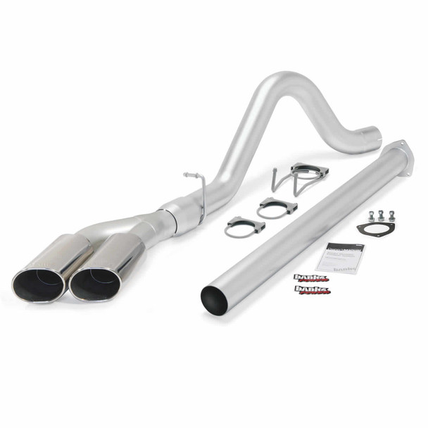 BANKS 49793 MONSTER EXHAUST SYSTEM 4IN SINGLE EXIT DUAL CHROME OB ROUND TIPS -CCLB/CCSB 2015 FORD POWERSTROKE 6.7L