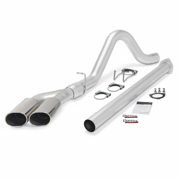 BANKS 49789 MONSTER EXHAUST SYSTEM 4IN SINGLE EXIT DUAL CHROME OB ROUND TIPS -CCLB/CCSB 2011-2014 FORD POWERSTROKE 6.7L F250/F350/450