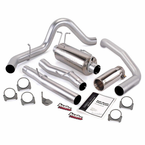 BANKS 48785 MONSTER EXHAUST SYSTEM 4IN SINGLE EXIT CHROME ROUND TIP -CCSB 2003-2007 FORD POWERSTROKE 6.0L