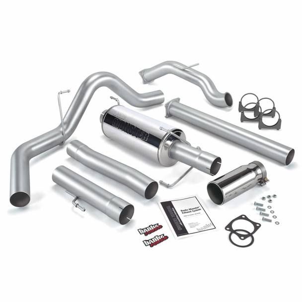 BANKS 48640 MONSTER EXHAUST SYSTEM 4IN SINGLE EXIT CHROME ROUND TIP-SCLB/CCSB (W/CATALYTIC CONVERTER) 2003-2004 CUMMINS 5.9L 24V