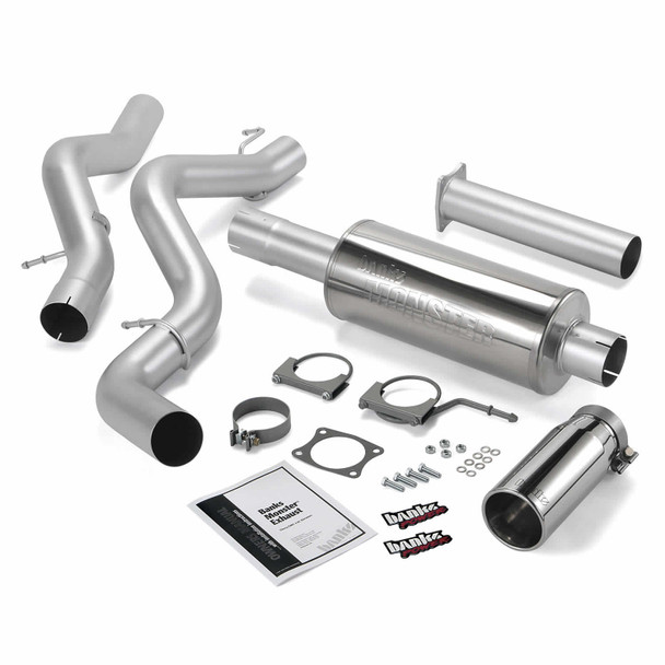 BANKS 48633 MONSTER EXHAUST SYSTEM 4IN SINGLE EXIT-CHROME TIP-EC/CCSB 2002-2005 GM DURAMAX 6.6L LB7/LLY