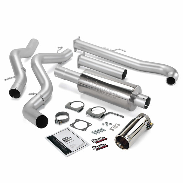 BANKS 48630 MONSTER EXHAUST SYSTEM 4IN SINGLE EXIT-CHROME TIP-EC/CCLB 2001-2004 GM DURAMAX 6.6L LB7