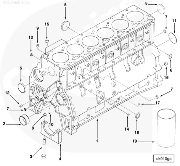 CPP DIESEL CUMMINS ENGINE BLOCK SMALL PARTS DIAGRAM 1994-1998 CUMMINS 5.9L 12V