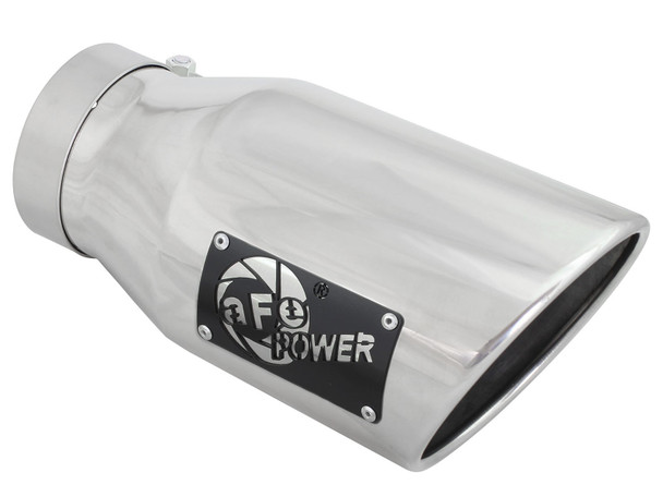 AFE 49T40601-P12 MACH Force-Xp 4" 304 Stainless Steel Exhaust Tip 	 4" In x 6" Out x 12" L Bolt-On Right