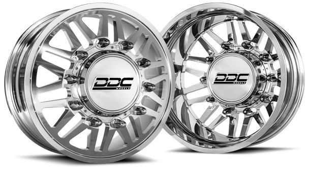 DDC WHEELS 01PL-210-28-12 |AFTERMATH DUALLY WHEEL SET - POLISHED 22 X 8.25 (8 X 210 BOLT PATTERN) 2011-2022 GM SILVERADO/SIERRA 3500HD DRW