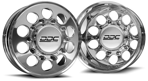 DDC WHEELS 03PL-210-28-12 THE HOLE DUALLY WHEEL SET - POLISHED 22 X 8.50 (8 X 210 BOLT PATTERN) 2011-2022 GM SILVERADO/SIERRA 3500HD DRW