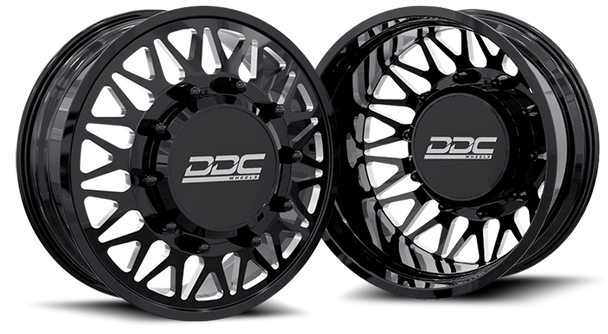 DDC WHEELS 24BM-20-165 THE MESH FORGED DUALLY WHEEL SET - BLACK/MILLED 20 X 8.25 (8 X 165 BOLT PATTERN) 1994-2018 DODGE RAM 3500 DRW 1992-2000 GM C/K 3500 DRW 2001-2010 GM SILVERADO/SIERRA 3500HD DRW