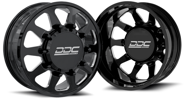 DDC WHEELS 22BM-20-225 THE TEN FORGED DUALLY WHEEL SET - BLACK/MILLED 20 X 8.25 (10 X 225 BOLT PATTERN) 2005-2010 FORD F-450/F-550 2015-2023 DODGE RAM 4500/5500