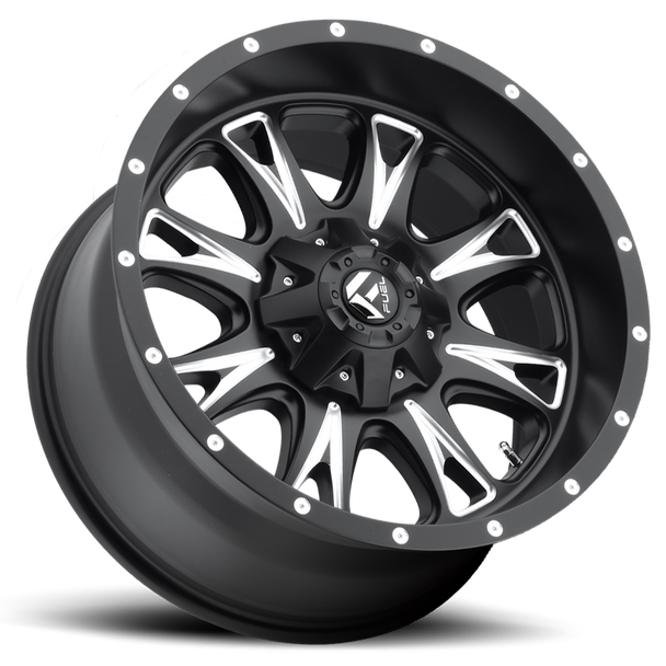 FUEL D51320001750 ALUMINUM WHEELS 20X10 THROTTLE D513 8 ON 170 BLACK MILLED 125.2 BORE -12 OFFSET