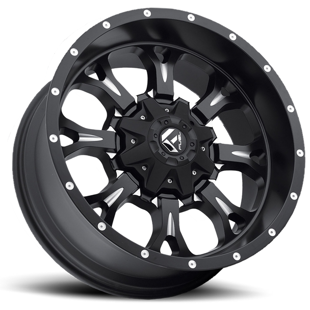 FUEL D51720001850 ALUMINUM WHEELS 20X10 KRANK D517 8 ON 180 MATTE BLACK MILLED 125.2 BORE -12 OFFSET