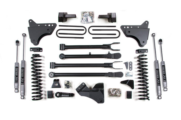 BDS SUSPENSION BDS346FS 4 INCH LIFT KIT W/ 4-LINK FORD F250/F350 SUPER DUTY 05-07 4WD DIESEL BLOCK KIT WITH FACTORY OVERLOAD FOX 2.0 PERFORMANCE