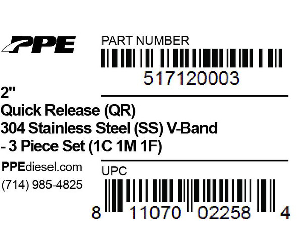 PPE 517120003 2.0 INCH V BAND 3 PIECE SET 1C 1M 1F QR