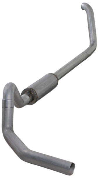 DIAMOND EYE K4331A TURBO BACK EXHAUST 00-03.5 F550 ROLLOVER 4 INCH SINGLE IN/OUT PASS WITH MUFFLER ALUMINIZED