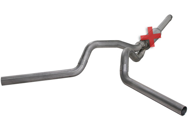 DIAMOND EYE K4312A-RP CAT BACK EXHAUST SYSTEM 94-97.5 FORD F250/F350 SUPERDUTY 7.3L 4 INCH NO MUFFLER SINGLE IN/DUAL OUT ALUMINUM