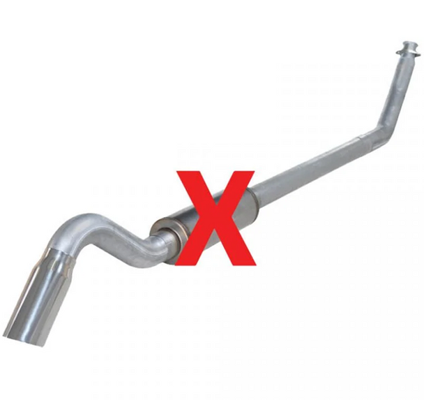 DIAMOND EYE K4212S-TDRP TURBO BACK EXHAUST SYSTEM FOR 94-02 DODGE 5.9 LITER 4 INCH MUFFLER REPLACEMENT PIPE SINGLE TURN DOWN 409 STAINLESS STEEL
