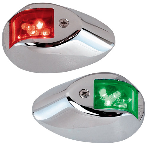 Perko LED Side Lights - Red\/Green - 24V - Chrome Plated Housing [0602DP2CHR]