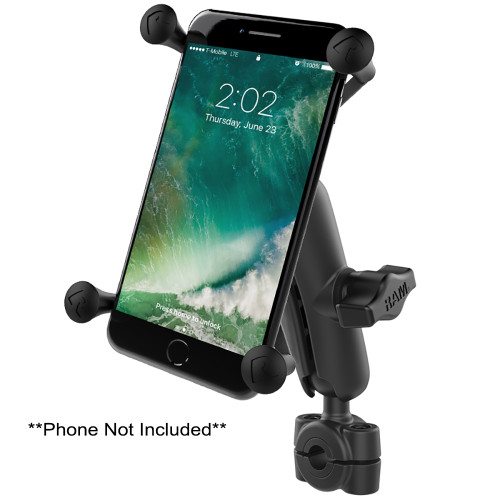 RAM Mount RAM Torque 3\/8" - 5\/8" Diameter Mini Rail Base with 1" Ball, Medium Arm and X-Grip for Larger Phones [RAM-B-408-37-62-UN10U]