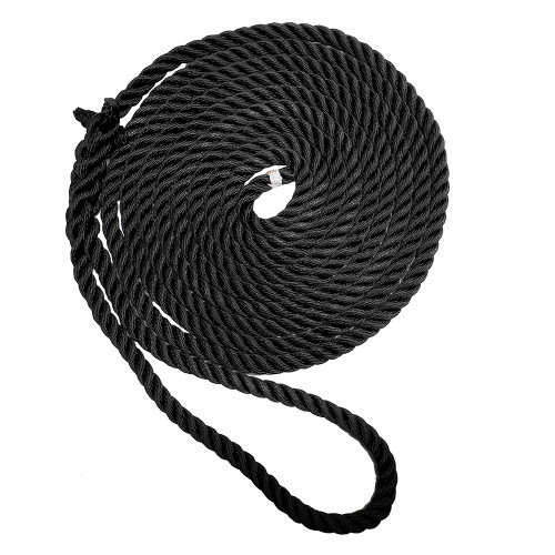 New England Ropes 1\/2" X 25 Premium Nylon 3 Strand Dock Line - Black [C6054-16-00025]