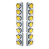 SS Front Air Cleaner Bracket w/14X 9 Amber LED 2" Lights & Visors Bezel For KW Trucks -Amber Lens-United Pacific-33624