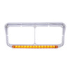 14 LED Rectangular Dual Headlight Bezel w/ Visor - Amber LED/Amber Lens