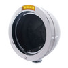 Stainless Steel Bullet Classic Headlight No Bulb w/ LED Turn Signal - Amber Lens