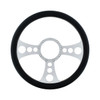 14" Chrome Aluminum Chopper Style Steering Wheel With Black Engineered Leather Grip