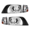 Black Bezel Headlight Assembly With Turn Signal For 1996-2003 Volvo VN (Set)