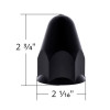 1-1/2" X 2-3/4" MATTE BLACK PAINTED PLASTIC BULLET NUT COVERS - PUSH-ON (COLOR BOX OF 20)