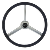 Retro Leather - 20" Black Leather Rim, Gun Metal Look 3-Spoke, Gun Metal Look Ring-Steering Creations-358-3059-70182