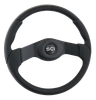 Ranger – 18″ Black Polyurethane Rim, Black Aluminum 2-Spoke, SCI Horn Button – Black SCI