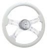 Diesel 18″ Painted Wood Rim, Polished Aluminum 4-Spoke w/Slot Cut Outs, Chrome Bezel, HB -SCI Logo..