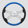 Classic Combo Blue - 18" Wood & Leather Rim, Chrome 4-Spoke W/Slot Cut Outs-Steering Creations-543-3003-77502
