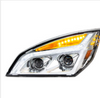 Chrome LED Projection Headlight W/LED Position Light For 2018-2020 Freightliner Cascadia