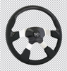 Black Wood Traveler - 18" Leather Rim W/Blk Wood Look Painted Inserts, Polished Aluminum 4-Spoke-Steering Creations-338-5038-70182