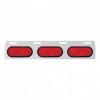 Stainless Top Mud Flap Plate With 3 Oval Lights & Grommet - Red Lens (Each)