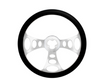 18" Chrome Aluminum "Chopper" Style Steering Wheel With Black Leather Rim